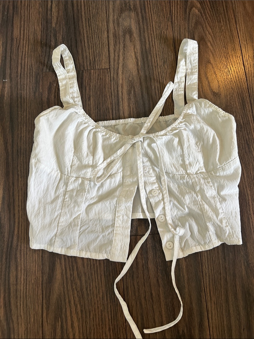 Women's White Tie-Front Crop Top